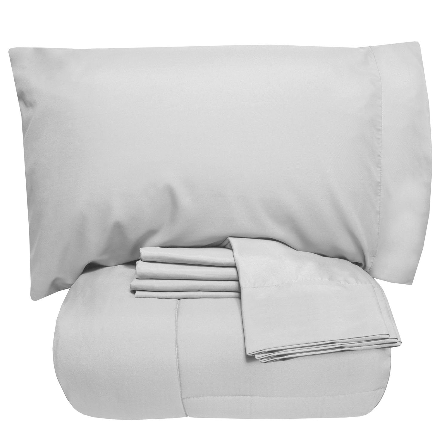 Essential 7-Piece Bed in a Bag Set Silver - Folded