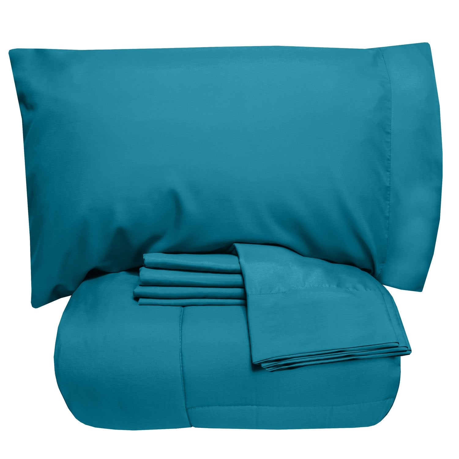 Essential 7-Piece Bed in a Bag Set Teal - Folded