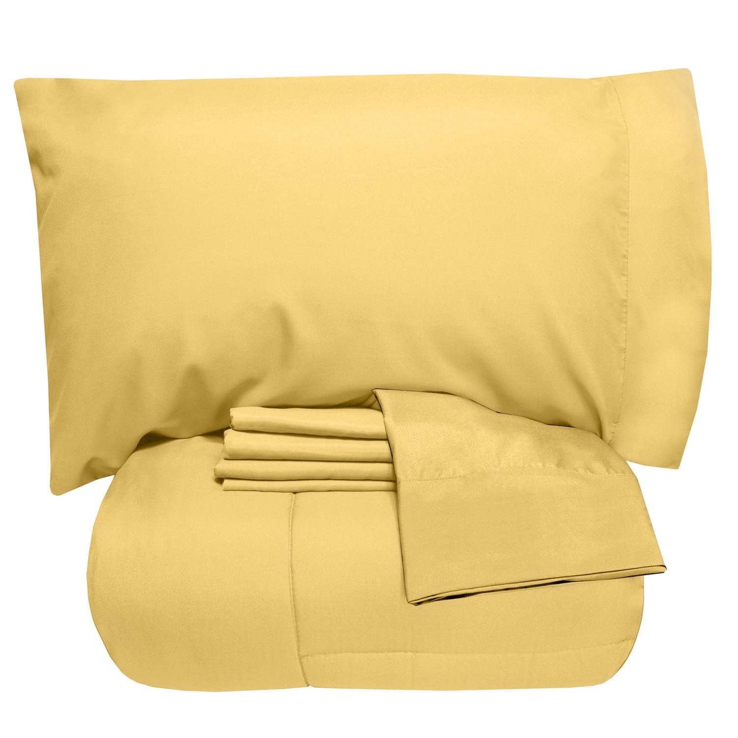 Essential 7-Piece Bed in a Bag Set Yellow - Folded