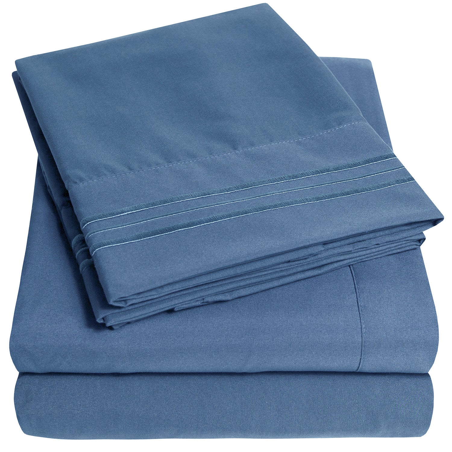 Extra Deep 4-Piece Bed Sheet Set Denim - Folded