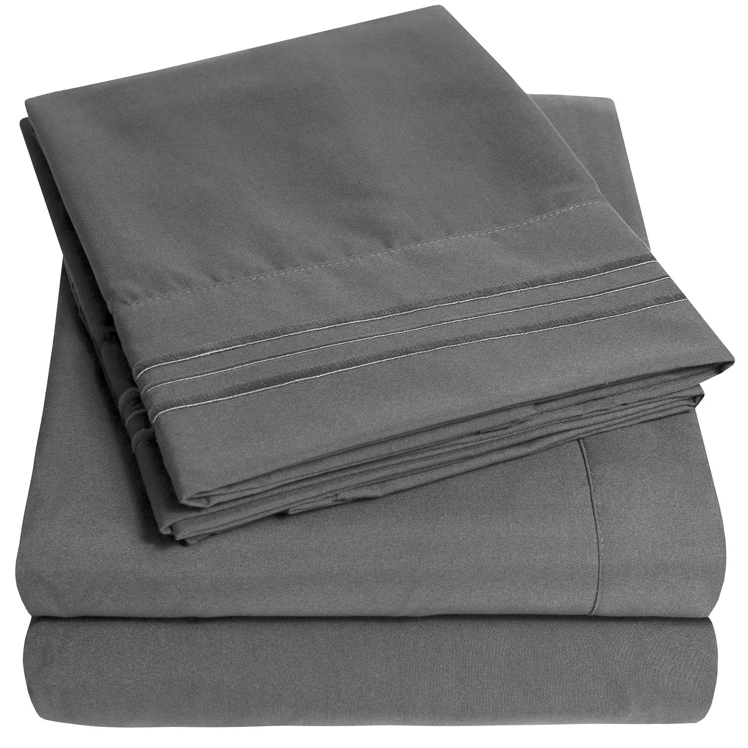 Extra Deep 4-Piece Bed Sheet Set Gray - Folded