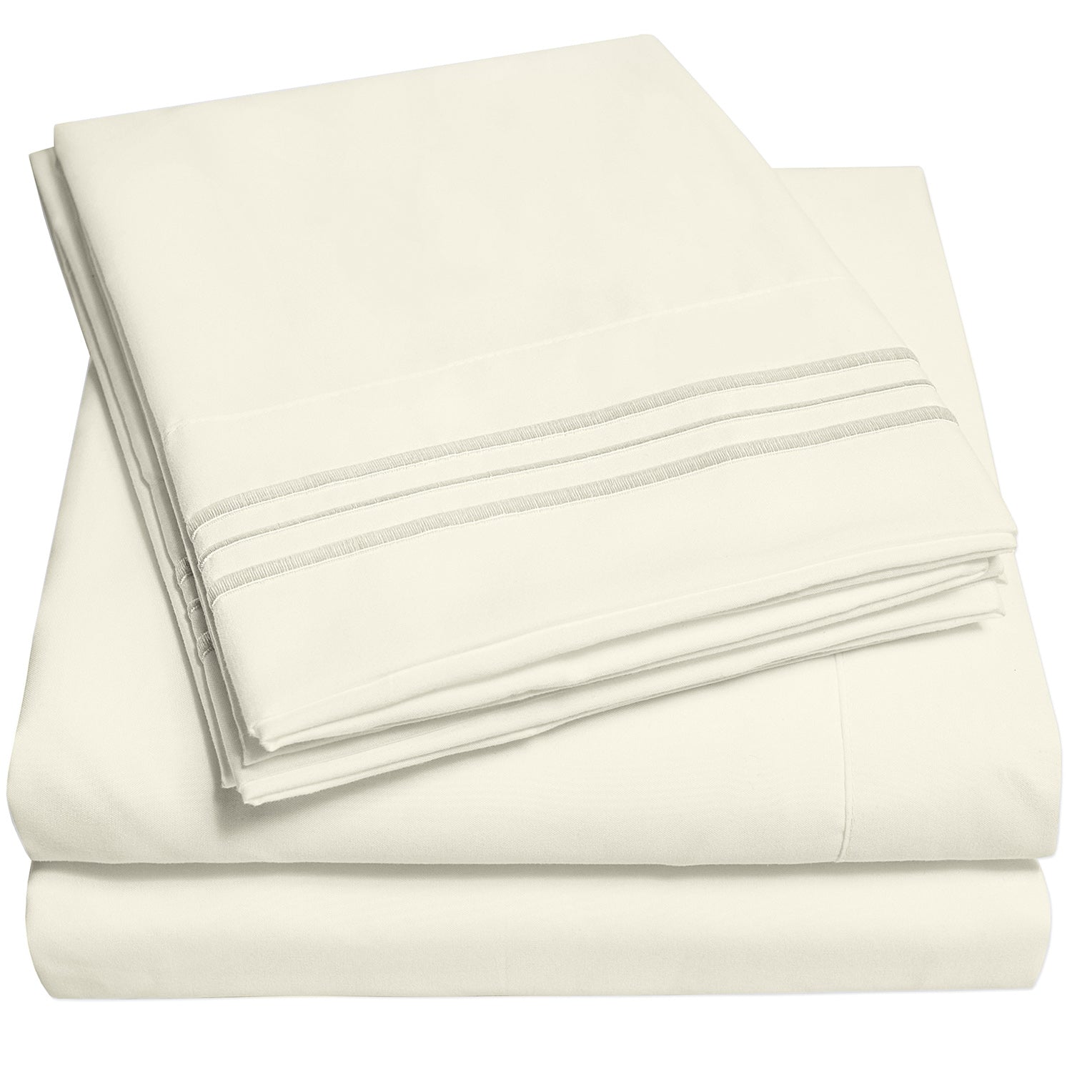 Extra Deep 4-Piece Bed Sheet Set Ivory - Folded