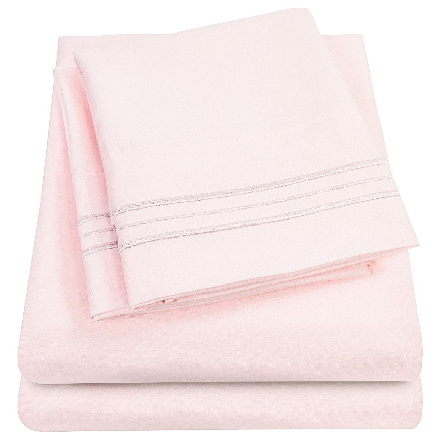 Extra Deep 4-Piece Bed Sheet Set Pale Pink - Folded