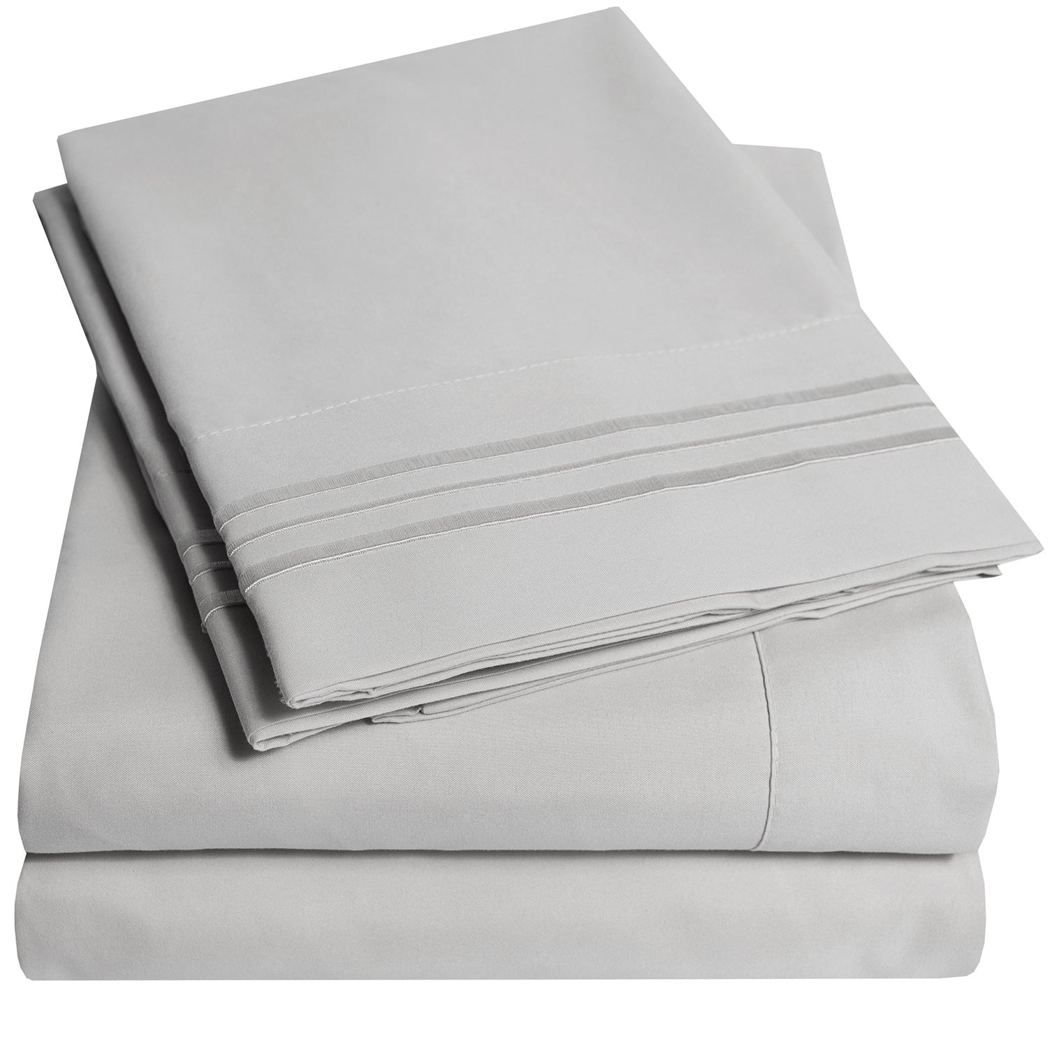 Extra Deep 4-Piece Bed Sheet Set Silver - Folded