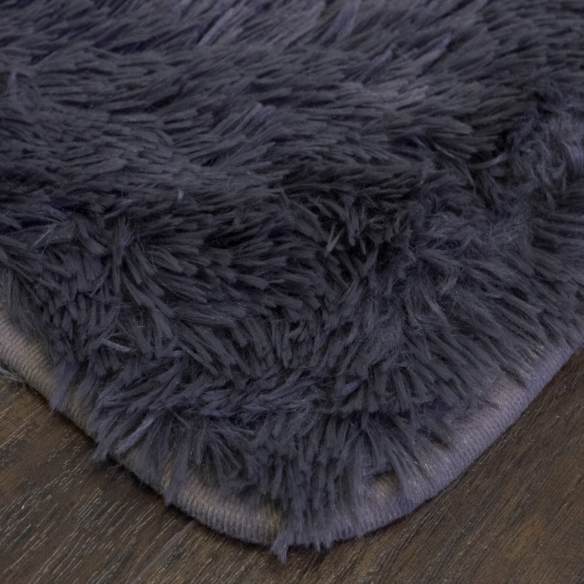 Faux Fur Rectangle Floor Area Rug 4Ft By 5Ft Gray - Corner