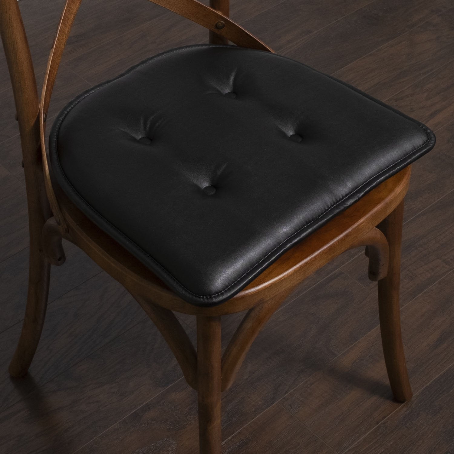 Faux Leather U Shape Chair Cushion Set Black - Chair