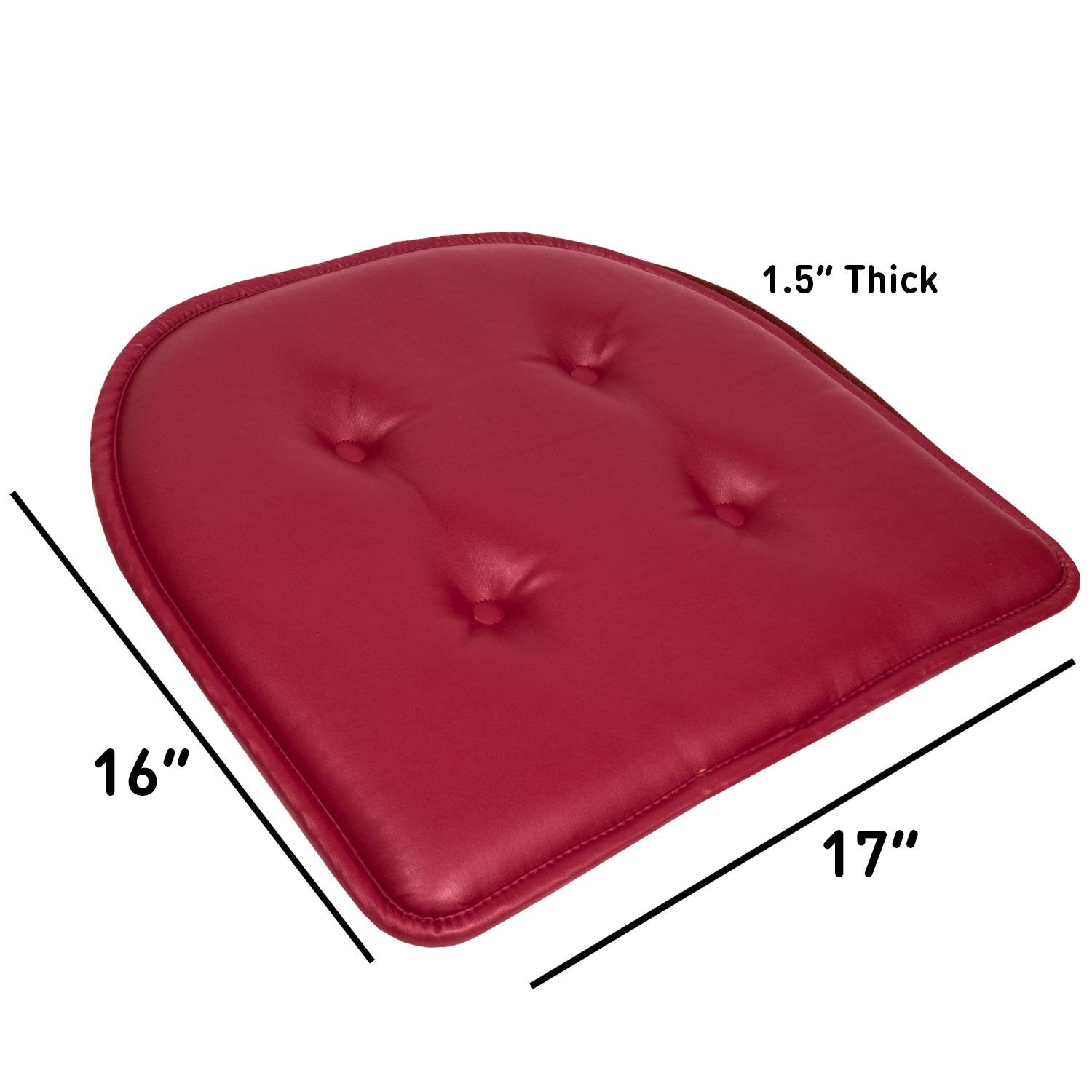Faux Leather U Shape Chair Cushion Set Burgundy - Size