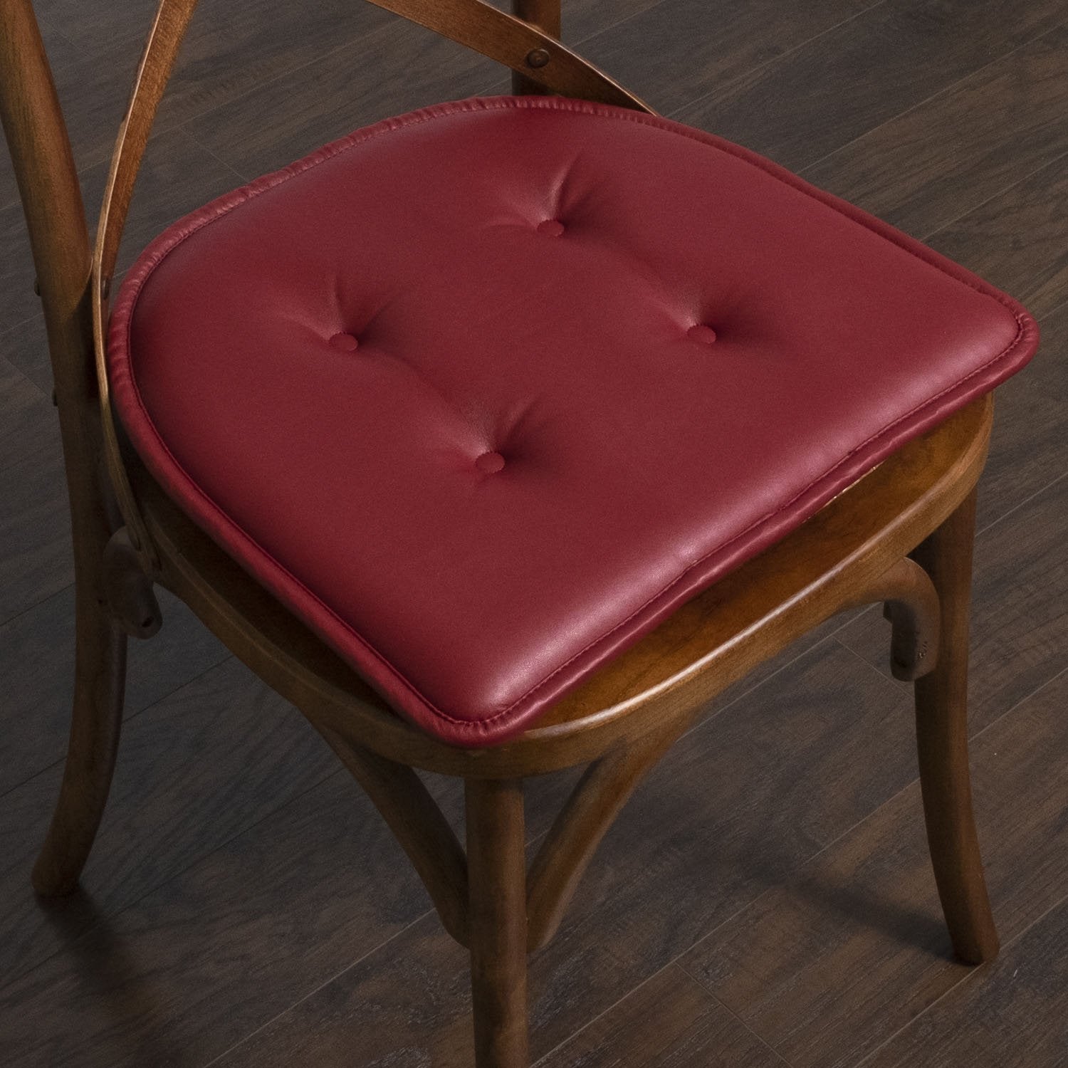 Faux Leather U Shape Chair Cushion Set Burgundy - Chair