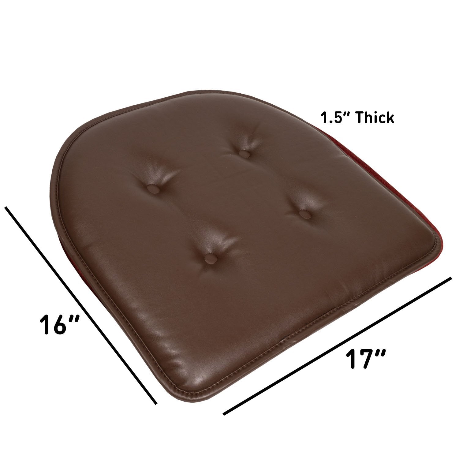 Faux Leather U Shape Chair Cushion Set Chocolate - Size