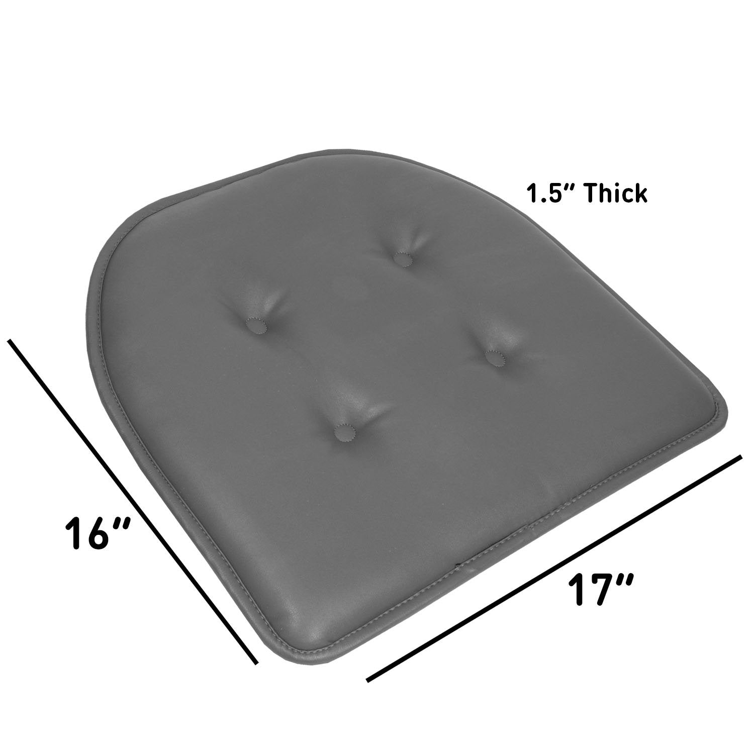 Faux Leather U Shape Chair Cushion Set Gray - Size