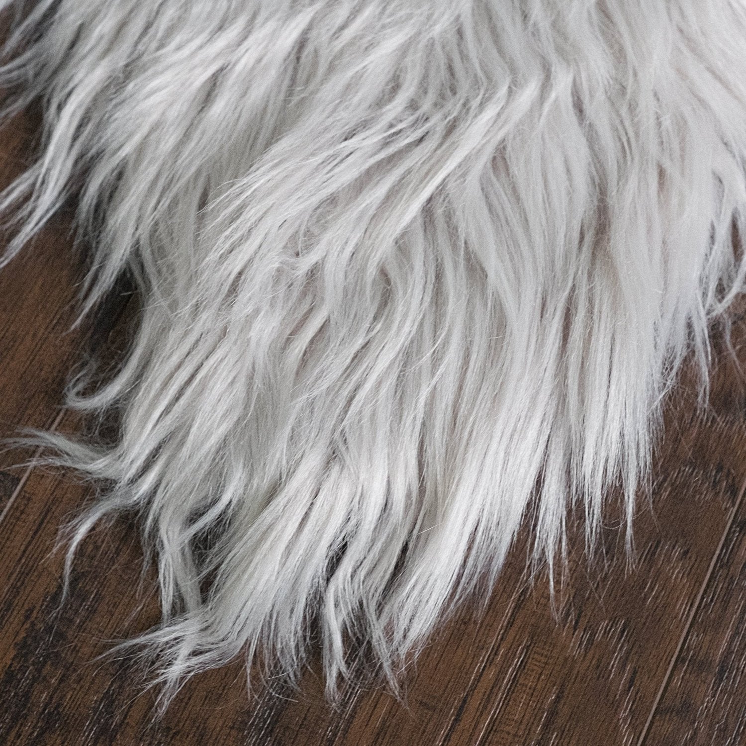 Fluffy Faux Sheepskin Fur Rug Silver - Fabric