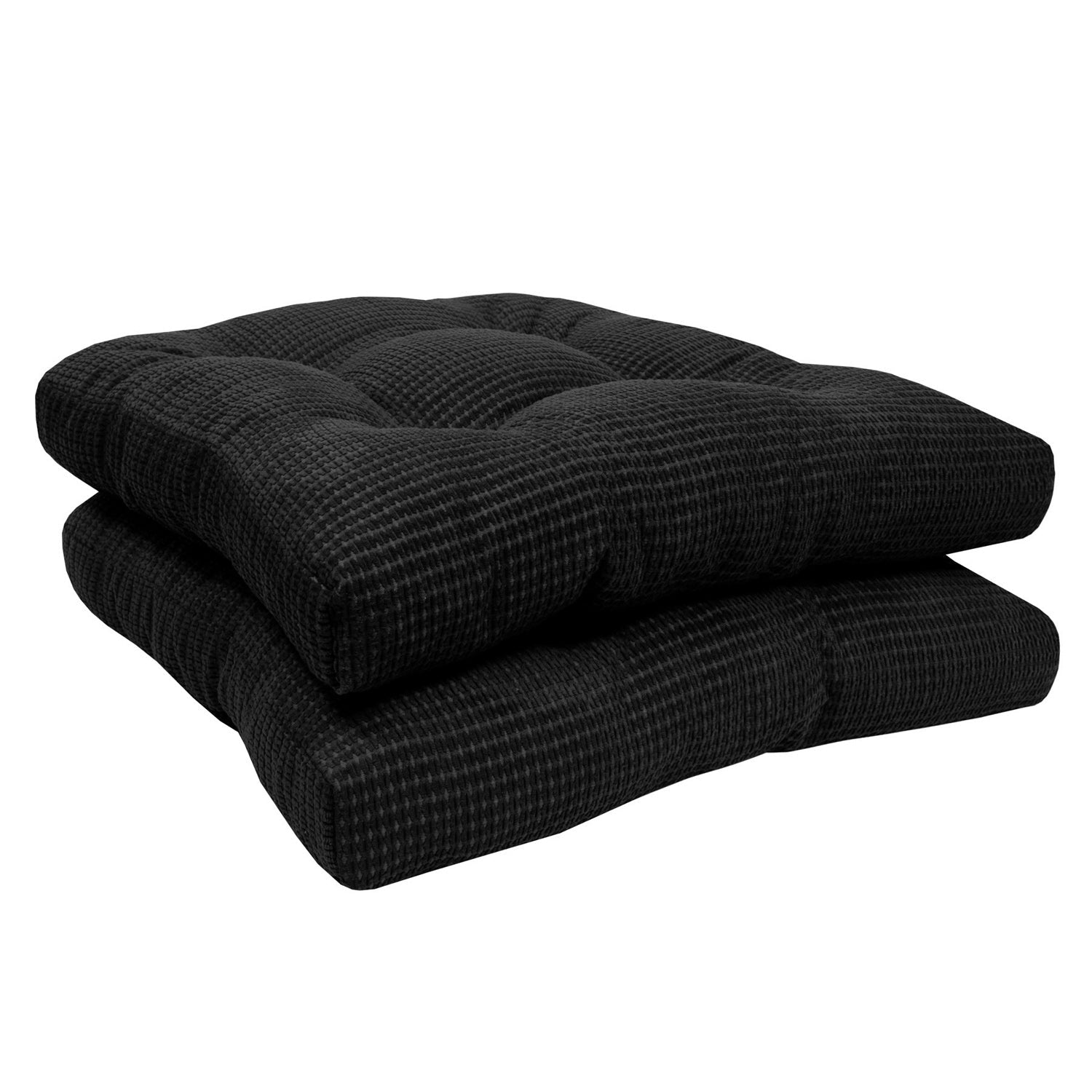 Fluffy Chair Cushion Set Black 2-Pack Side