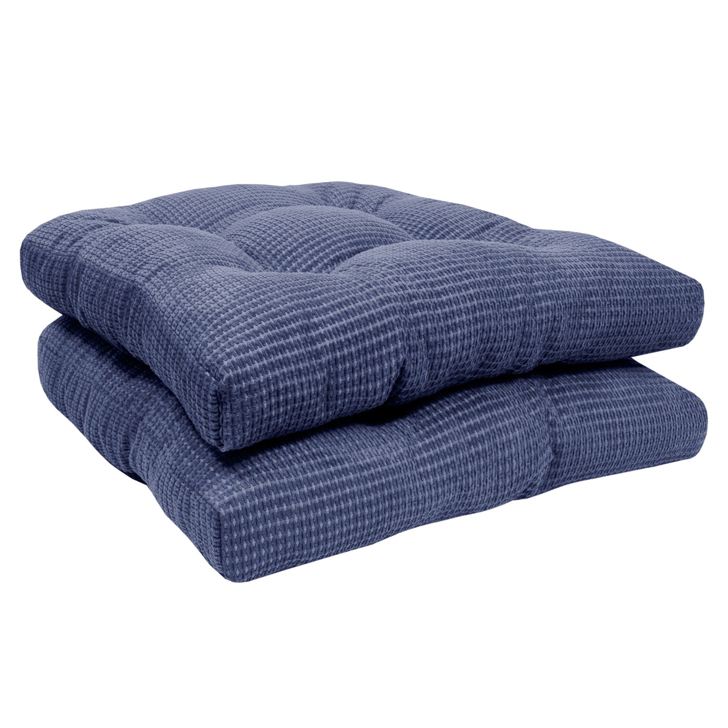 Fluffy Chair Cushion Set Navy 2-Pack Side