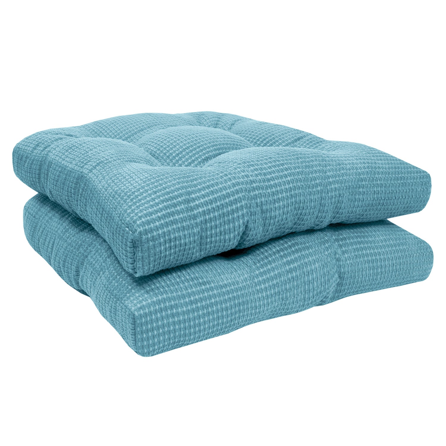 Fluffy Chair Cushion Set Teal 2-Pack Side