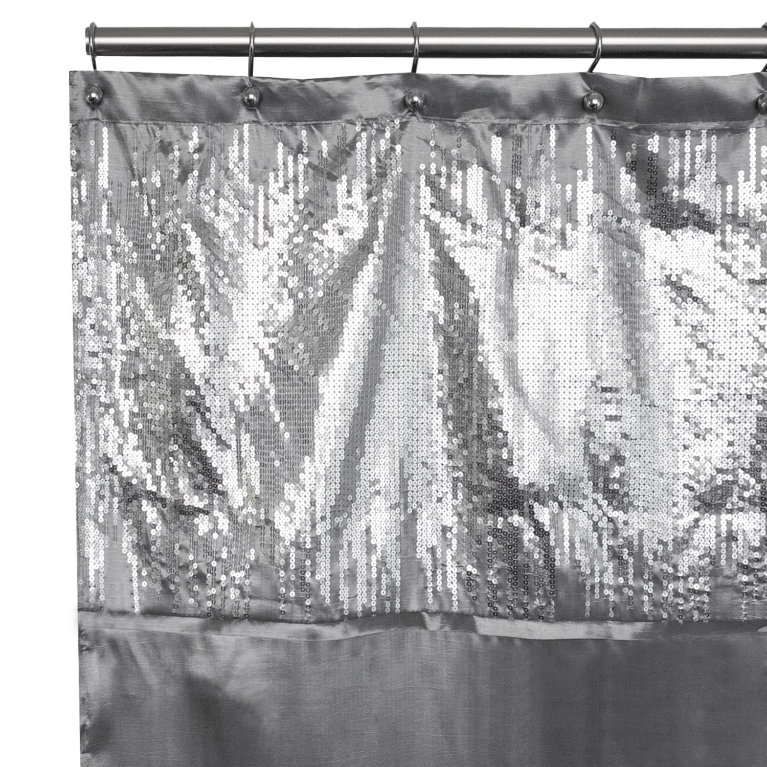 Glamour Shower Curtain 72 By 72 Silver - Detail