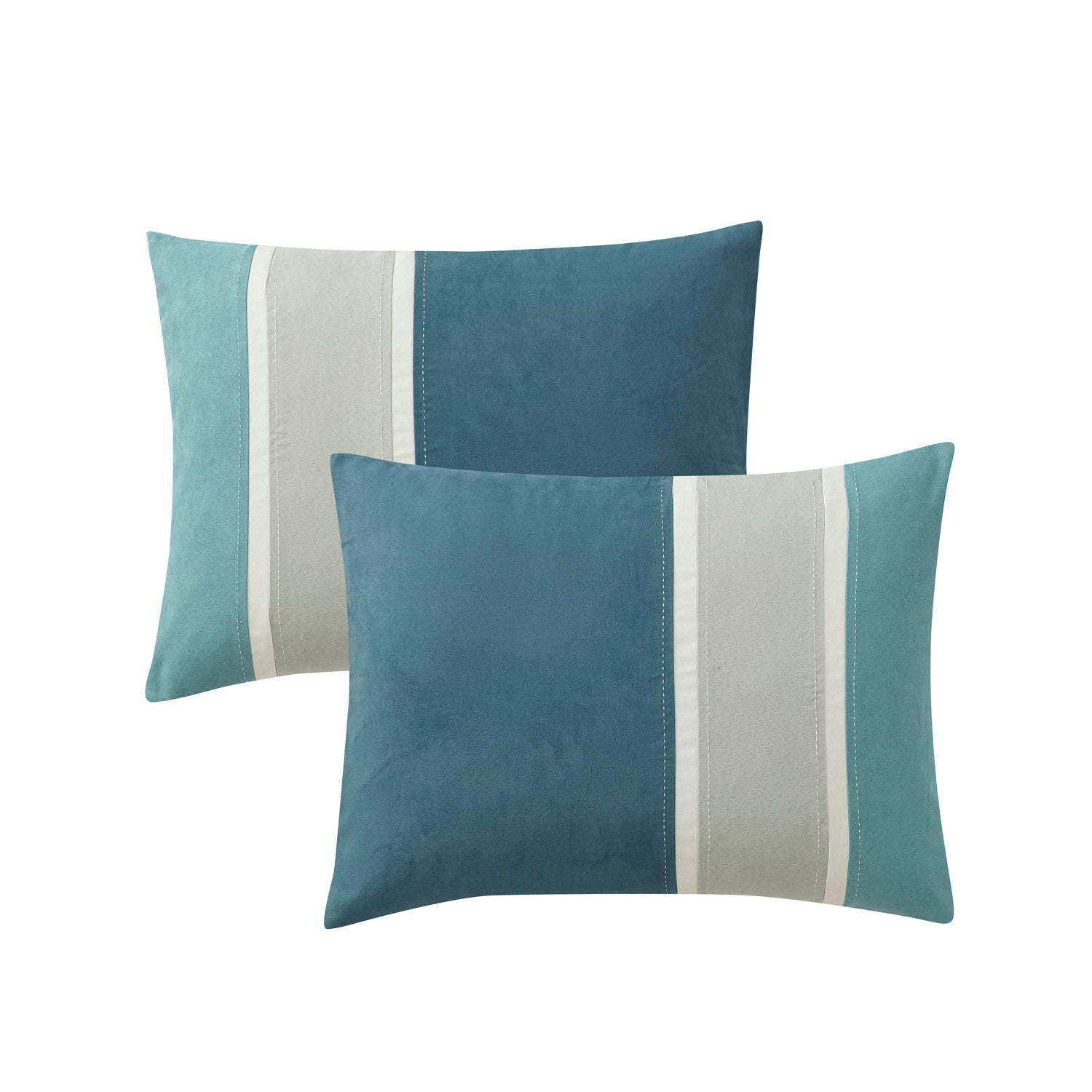 Harvey 7-Piece Suede Bed in a Bag Set, Teal - Pillowcases