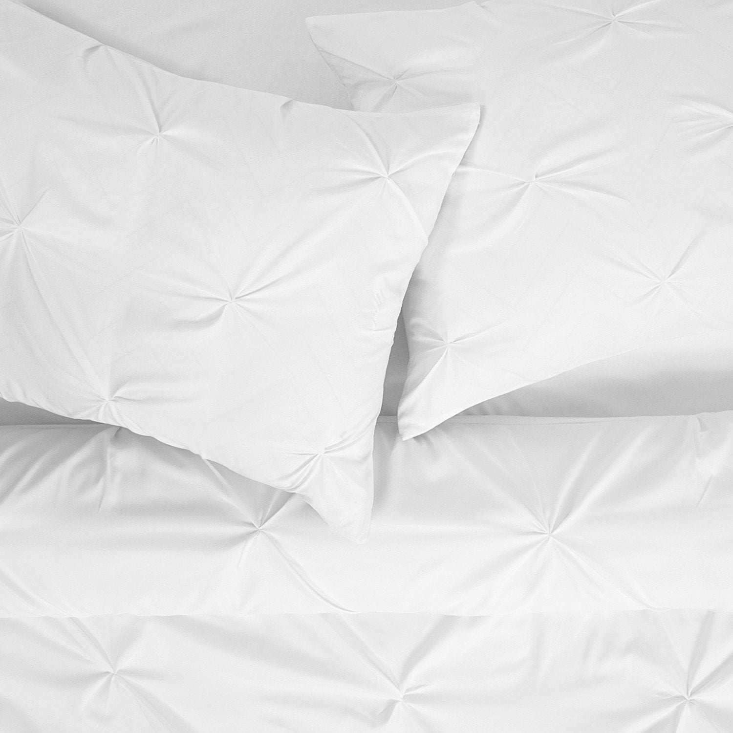 Pinch Pleat Pintuck 3-Piece Comforter Set White - Shams