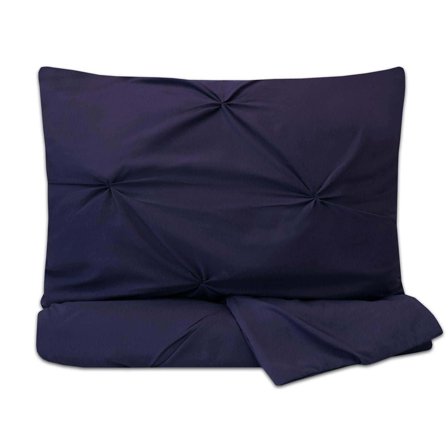 Hudson Pinch Pleat 3-Piece Duvet Set Navy - Folded