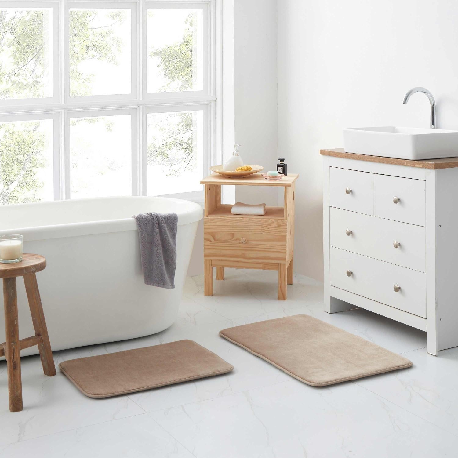 Memory Foam Bath Rug Beige 2Pc - Lifestyle