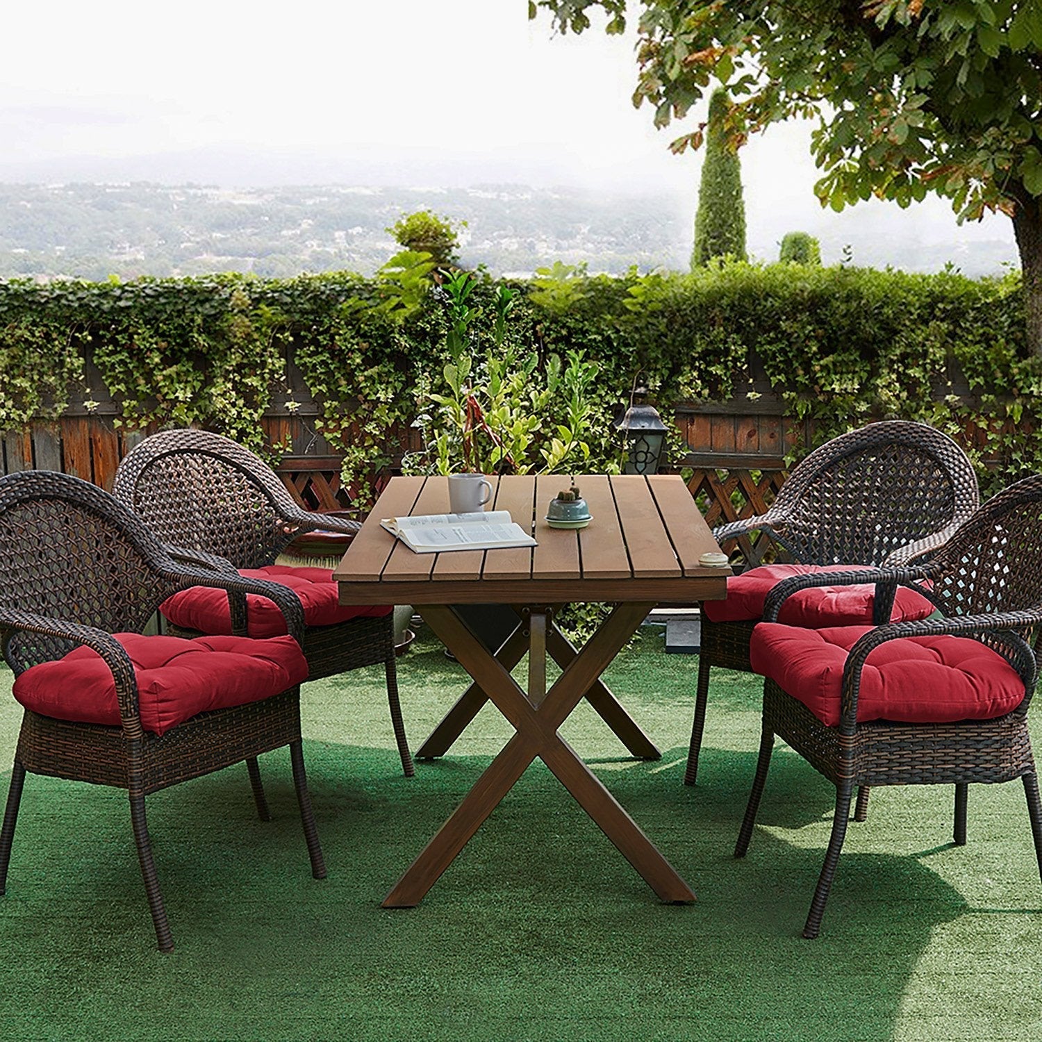 Red patio chair discount cushions