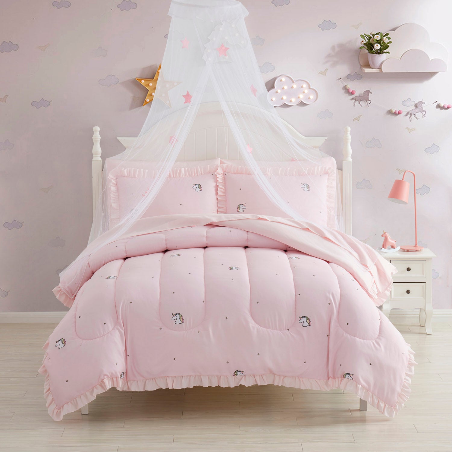 Printed Kids Bed in a Bag Set, Rainbow Unicorn - Bed 2