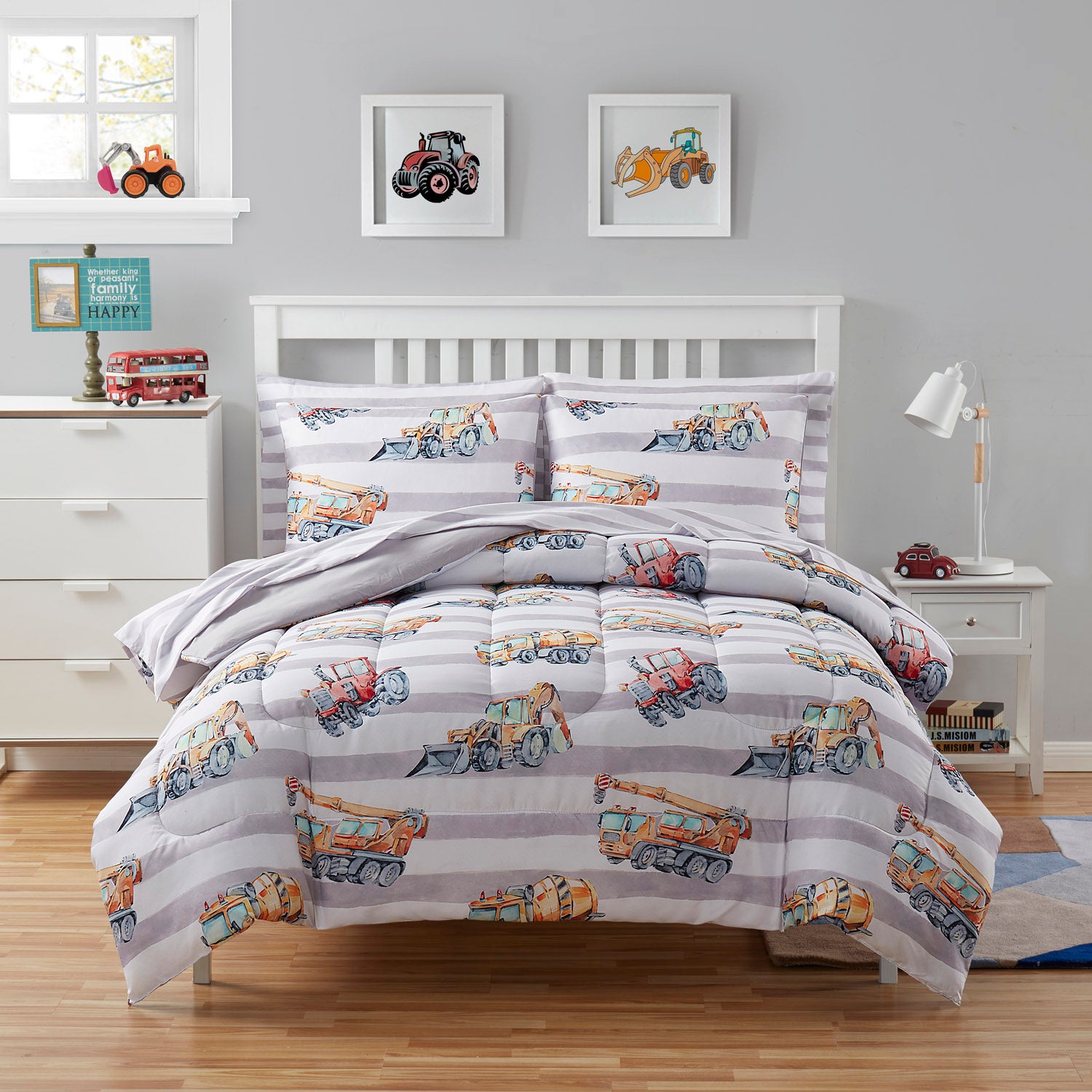 Printed Kids Bed in a Bag Set, Trucks - Bed 2