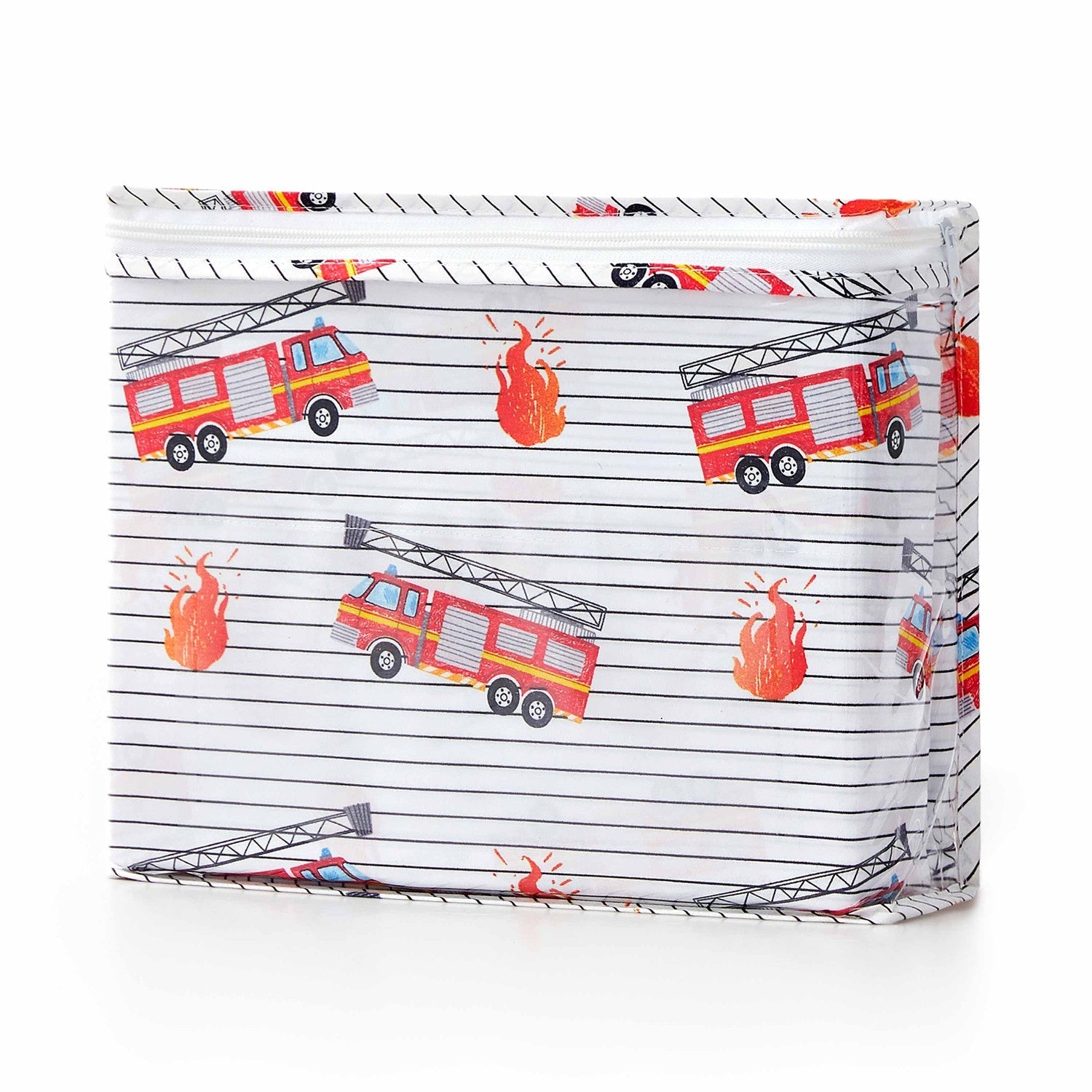 Printed Kids Bed Sheet Set (Fire Truck) - Package