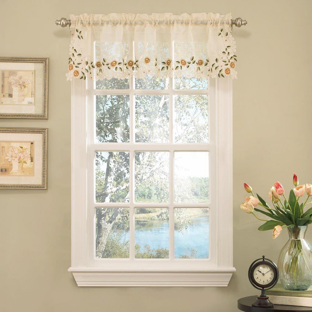 Rosemary Floral Embroidered Semi-Sheer Curtains