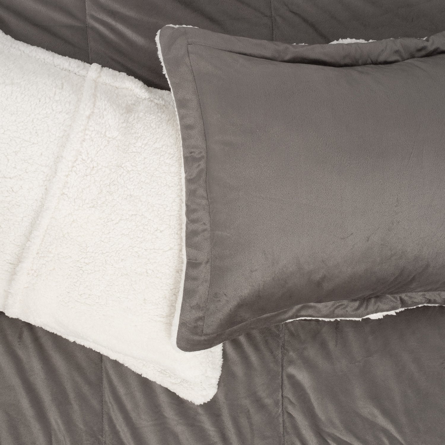 Sherpa 3-Piece Comforter Set Gray - Shams