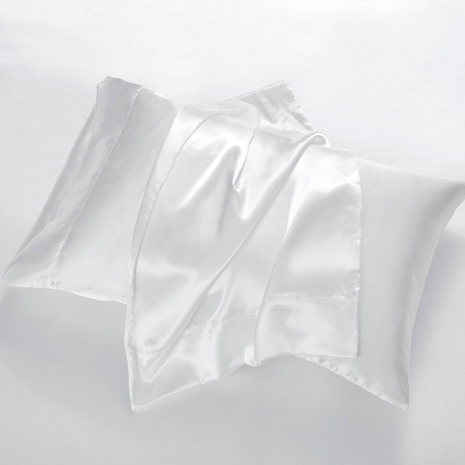Satin 4-Piece Bed Sheet Set White - Pillowcase