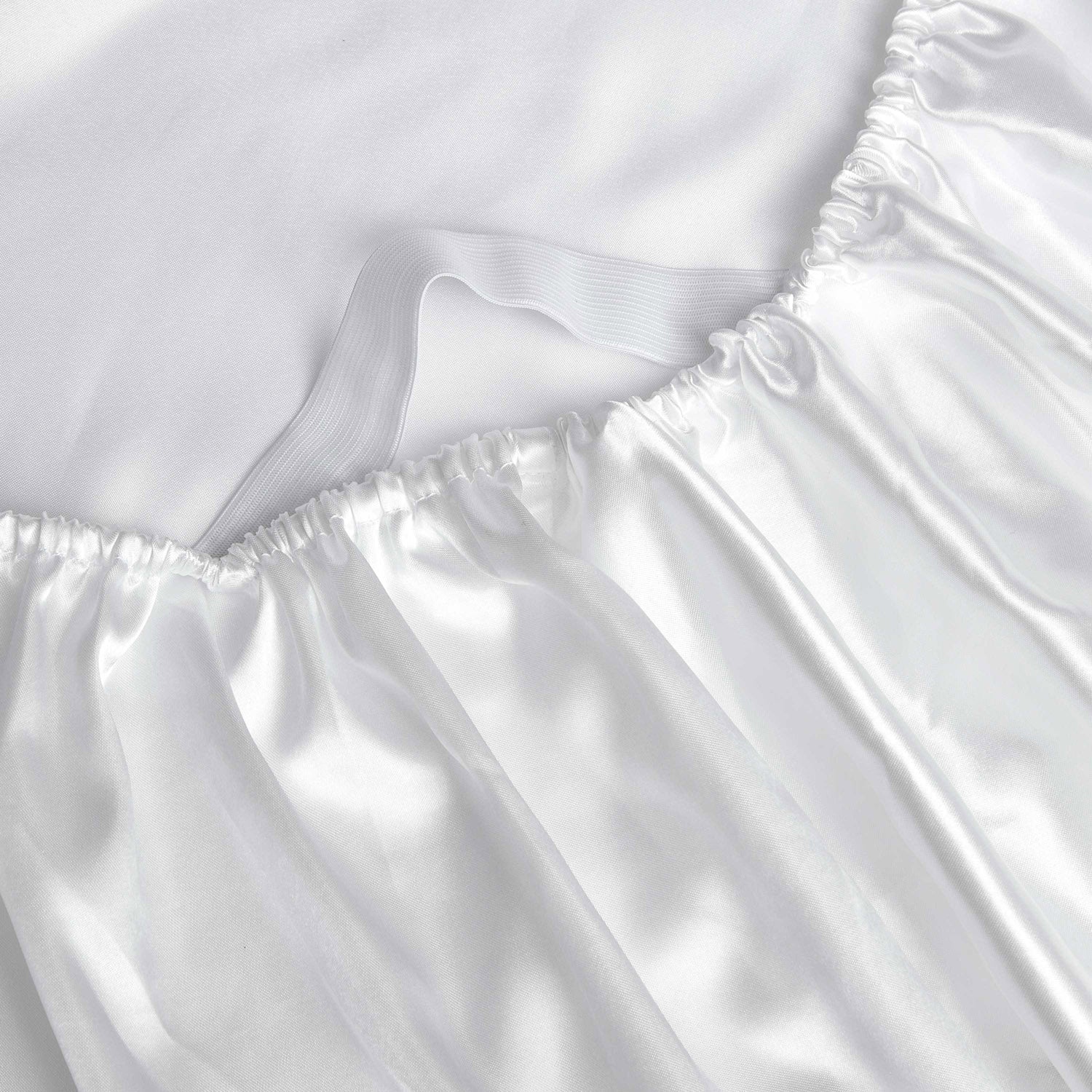 Satin 4-Piece Bed Sheet Set White - Straps