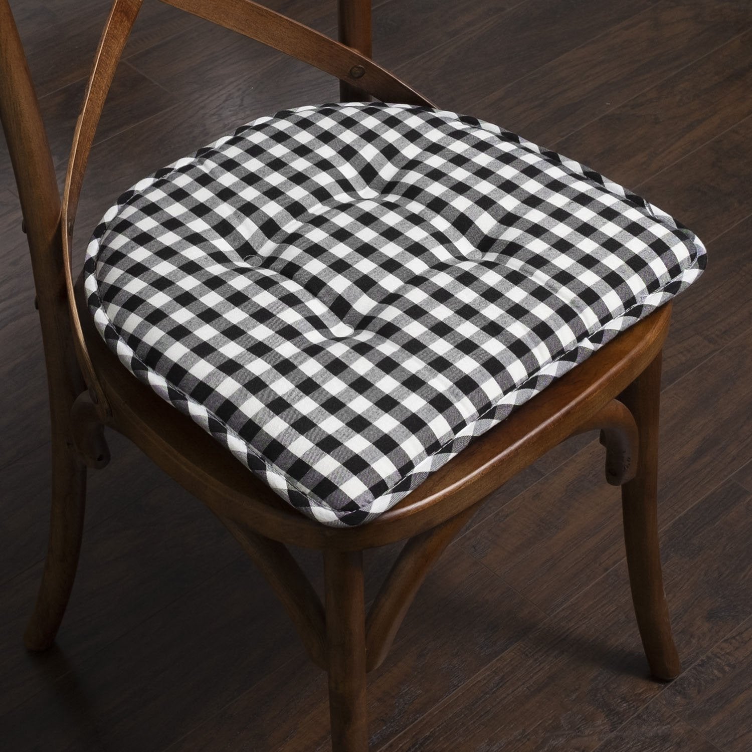 U Shape Chair Cushion Set Checkered Black White - Chair