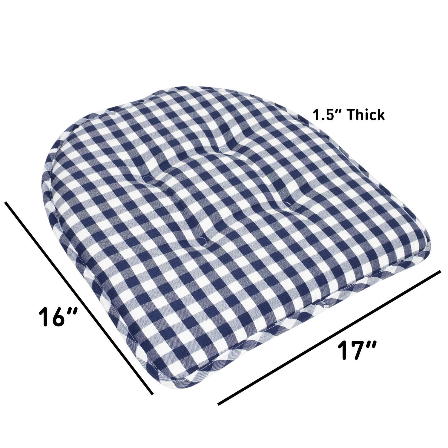 U Shape Chair Cushion Set Checkered Navy White - Size