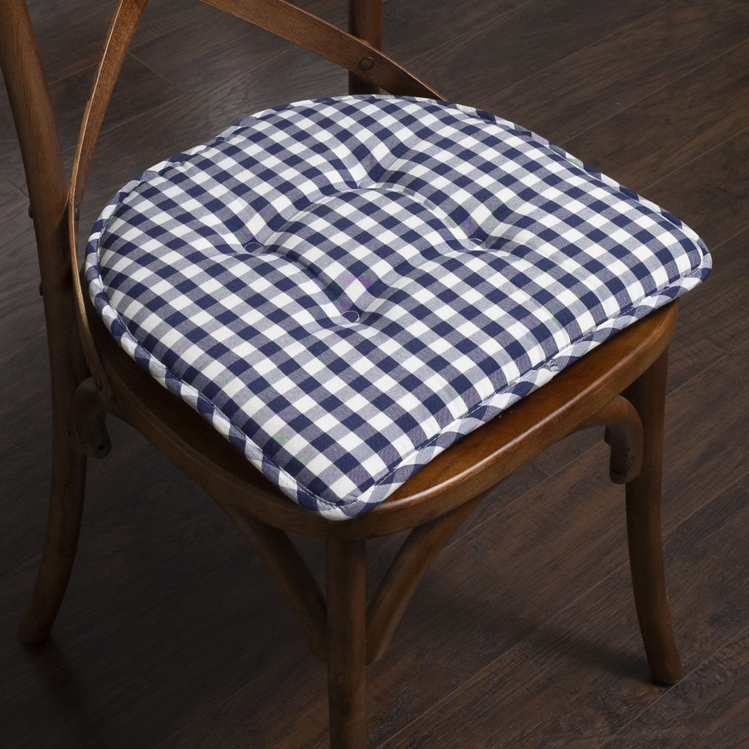 U Shape Chair Cushion Set Checkered Navy White - Chair