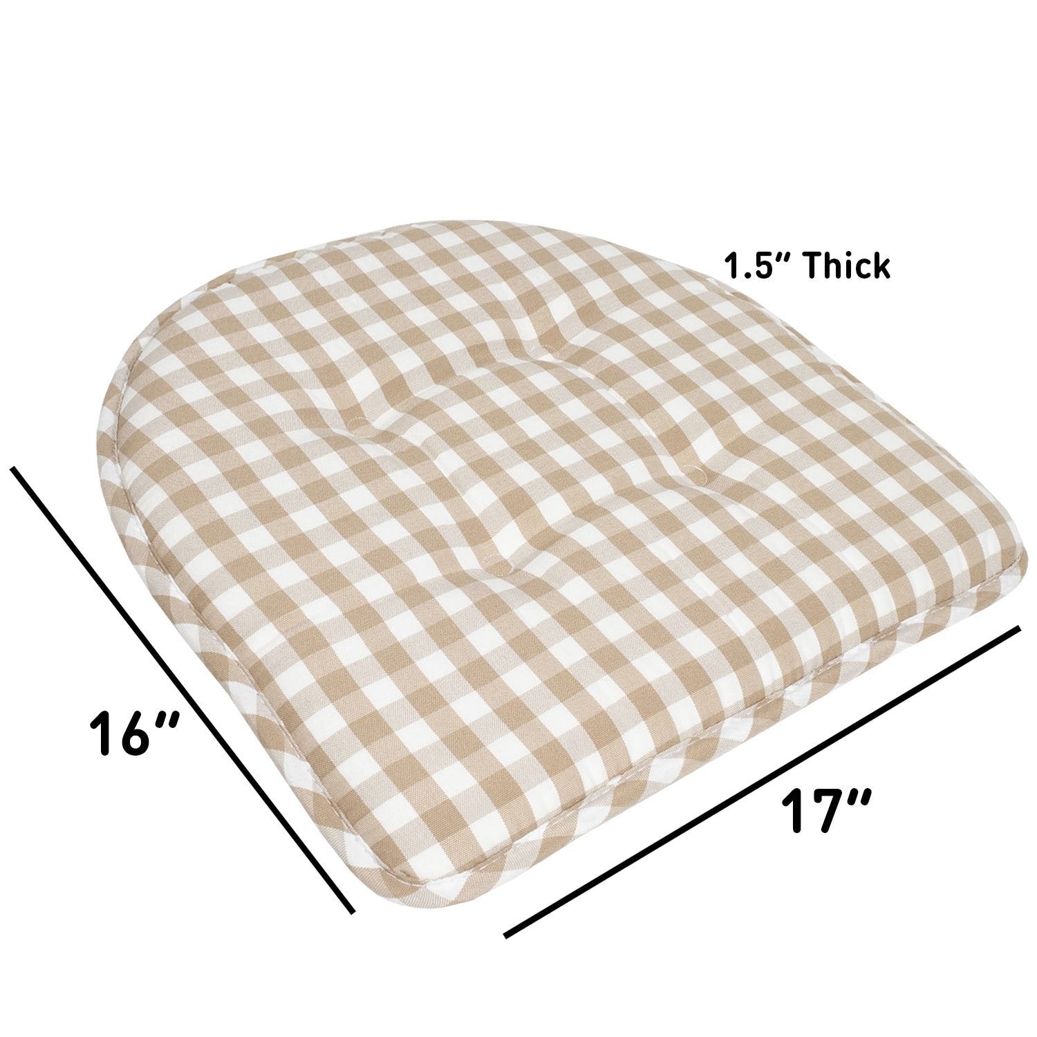 U Shape Chair Cushion Set Checkered Taupe White - Size