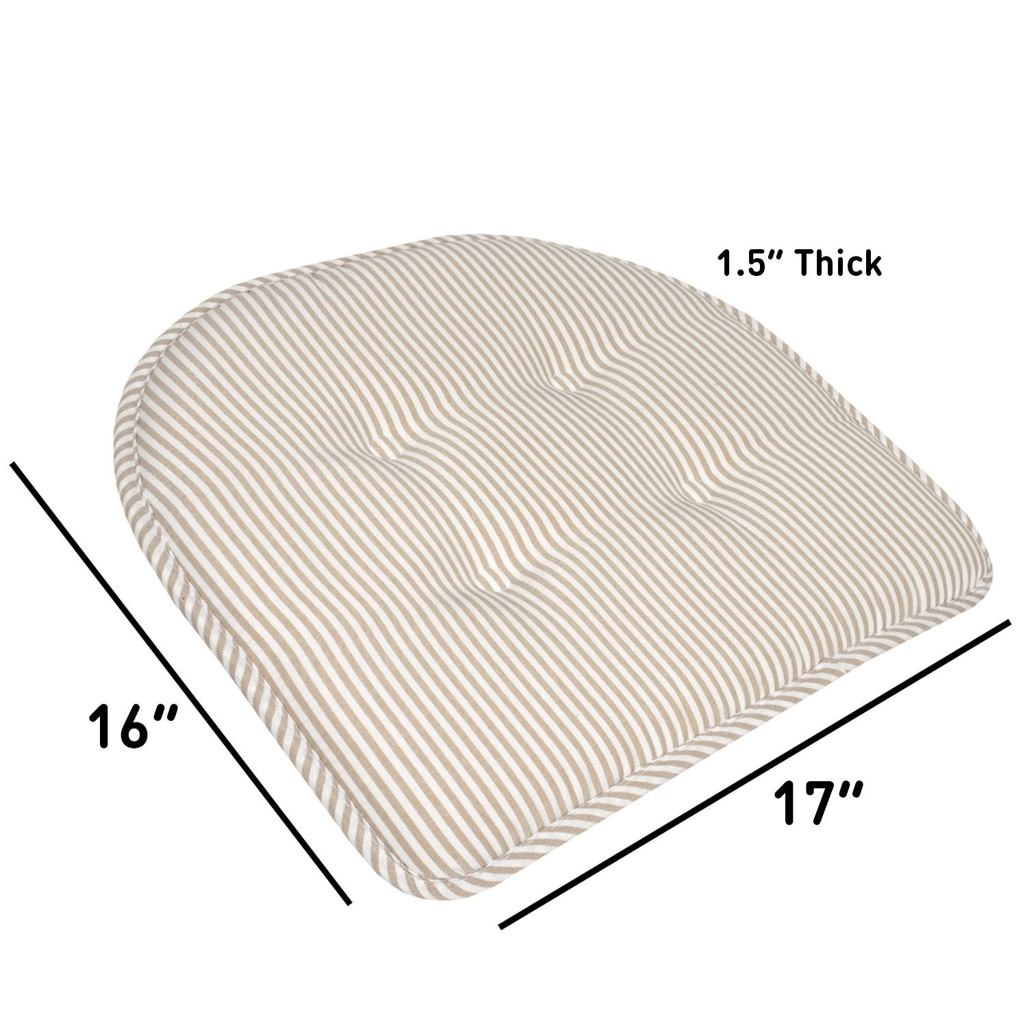 Pinstripe U-Shape Chair Cushion Set Taupe - Size