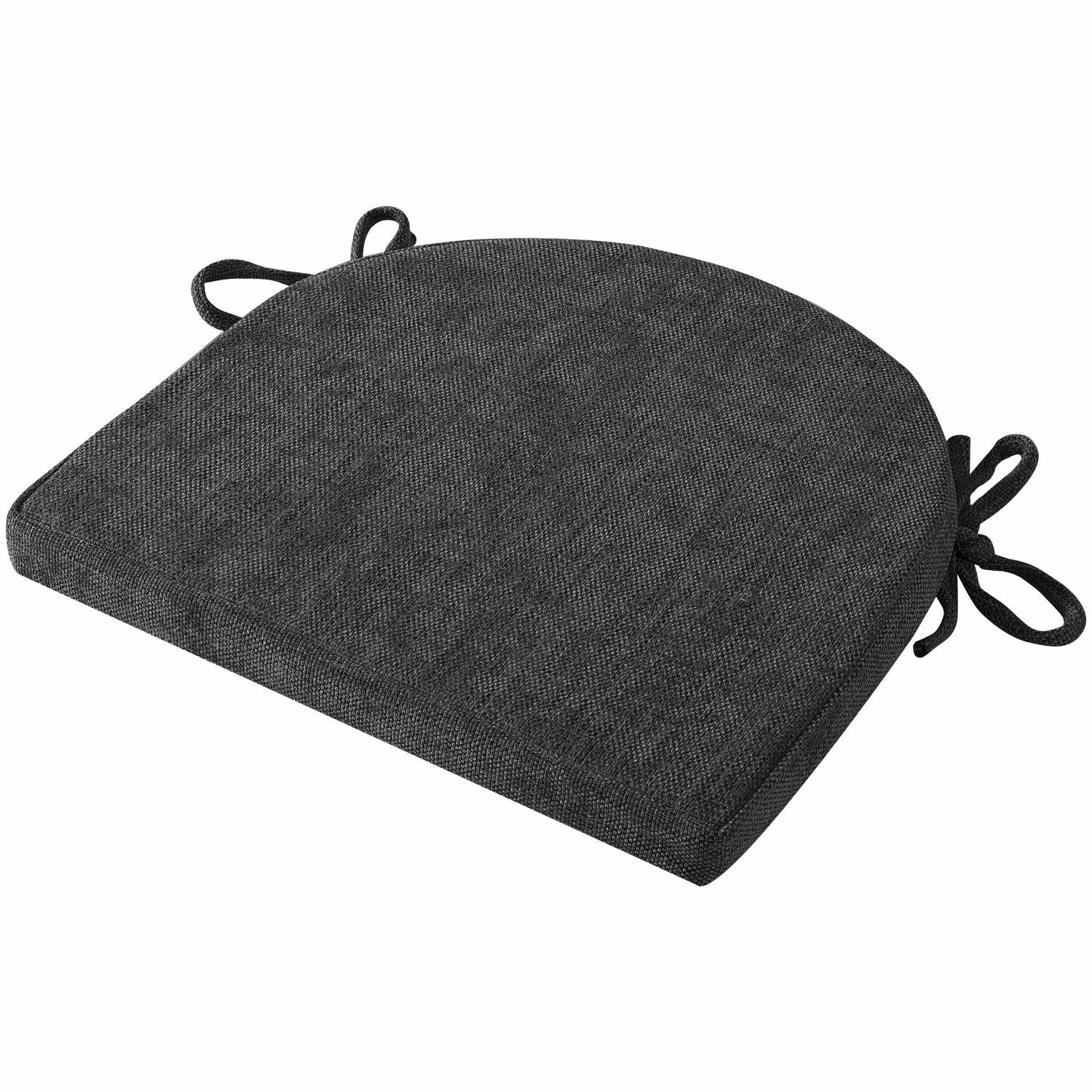 U Shape Molded Chair Cushions With Ties Black - Single