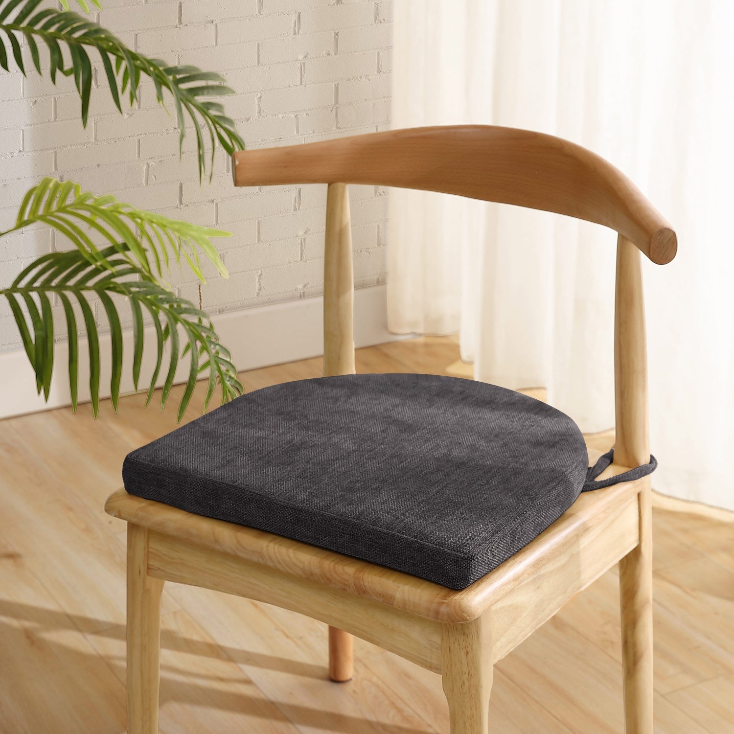 U Shape Molded Chair Cushions With Ties Black - Chair