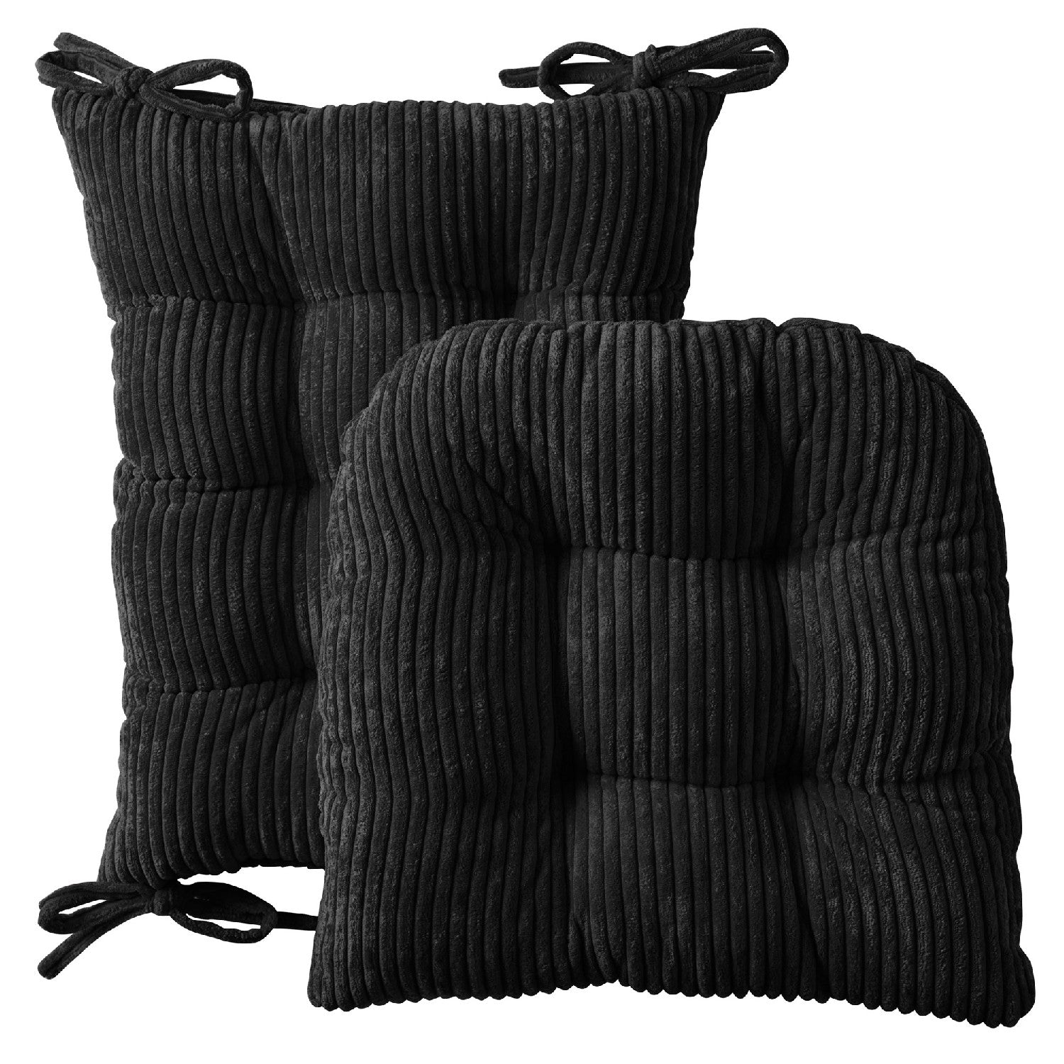 Velvet 2-Piece Rocking Chair Cushion Set Black - Front