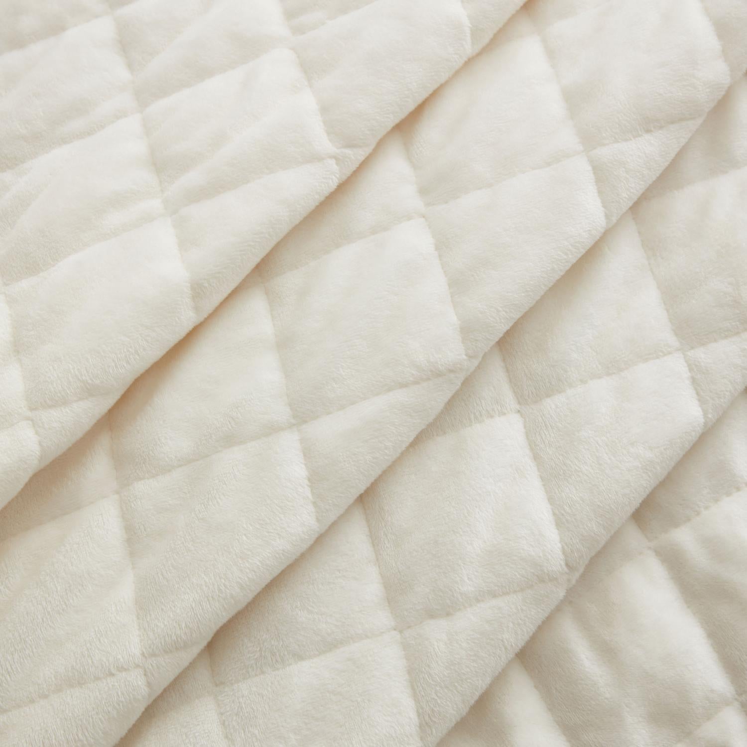 Velvet 3-Piece Quilt And Pillow Sham Set Ivory - Fabric
