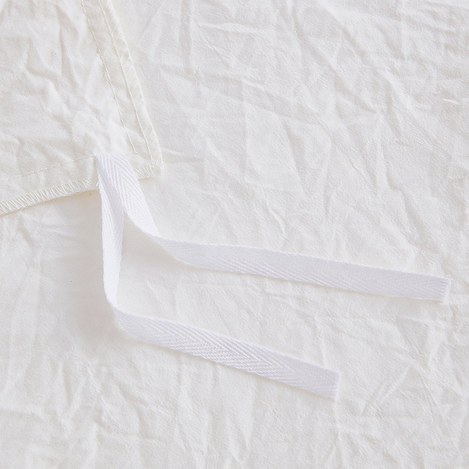 Washed Crinkled Duvet Cover Set Ivory - Ties