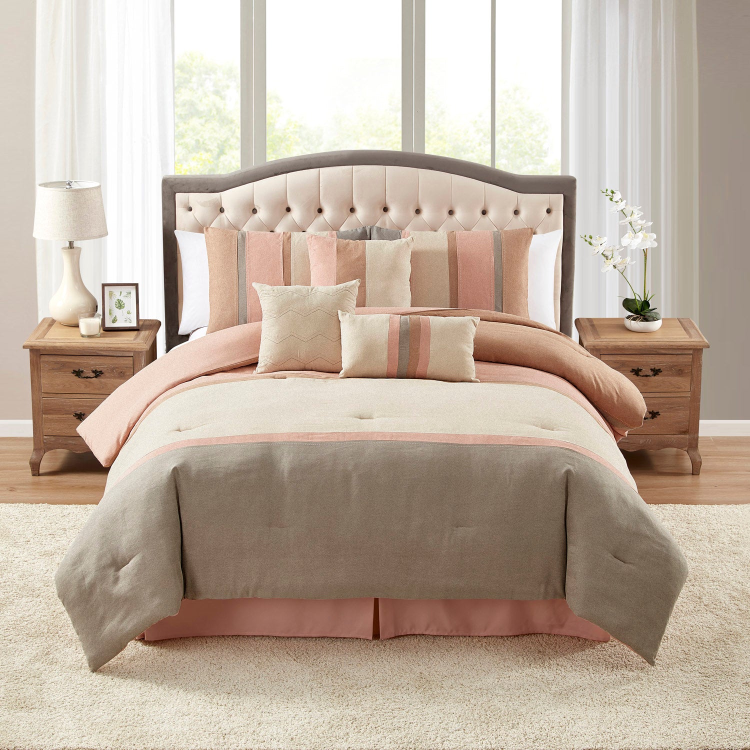 Winston 7-Piece Suede Bed in a Bag Set, Blush - Bed 2