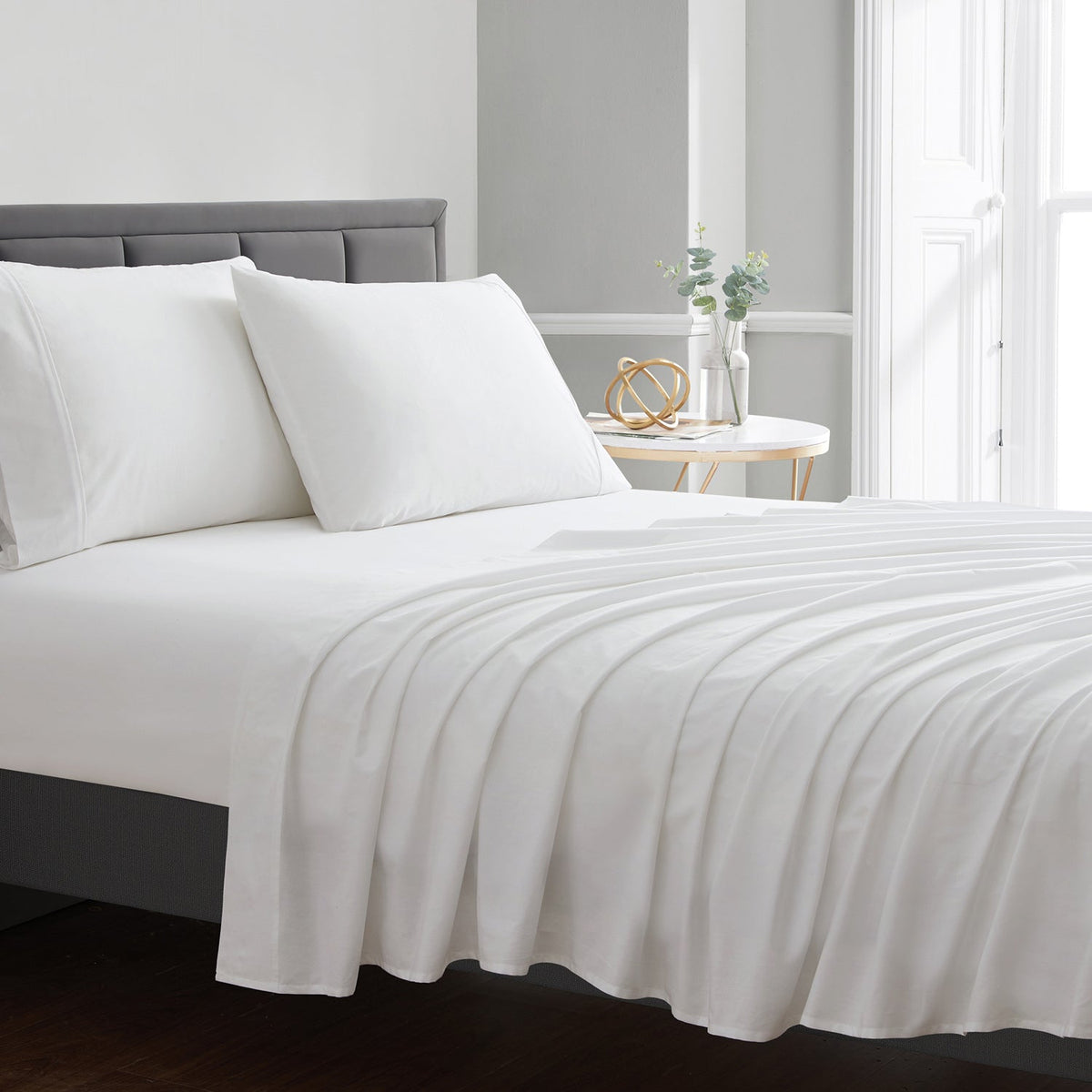 200 Thread Count Cotton 4-Piece Sheet Set Ivory - Bed