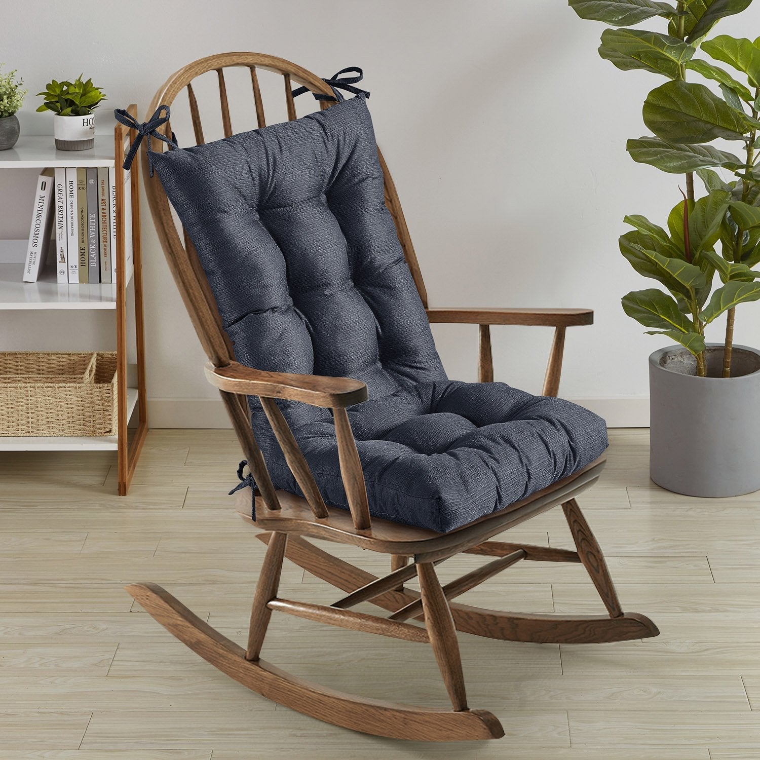 Tufted 2-Piece Rocking Chair Cushion Set Navy - Chair