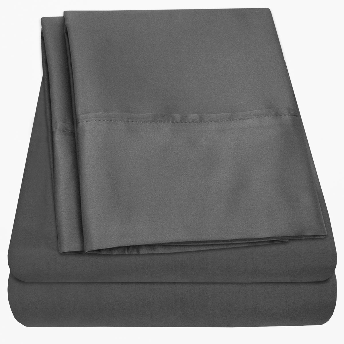 Egyptian Cotton Percale 4-Piece Sheet Set Gray - Folded