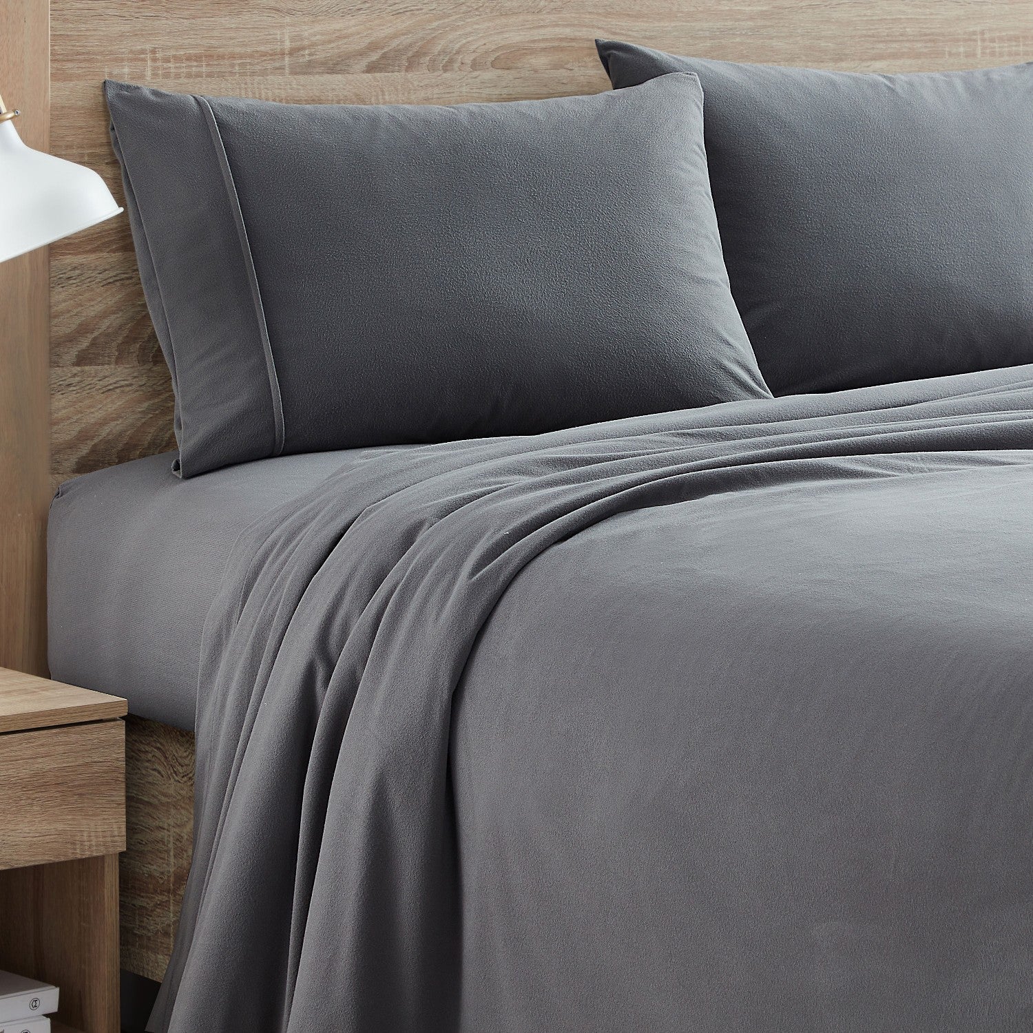 Flannel 4-Piece Sheet Set Gray - Bed