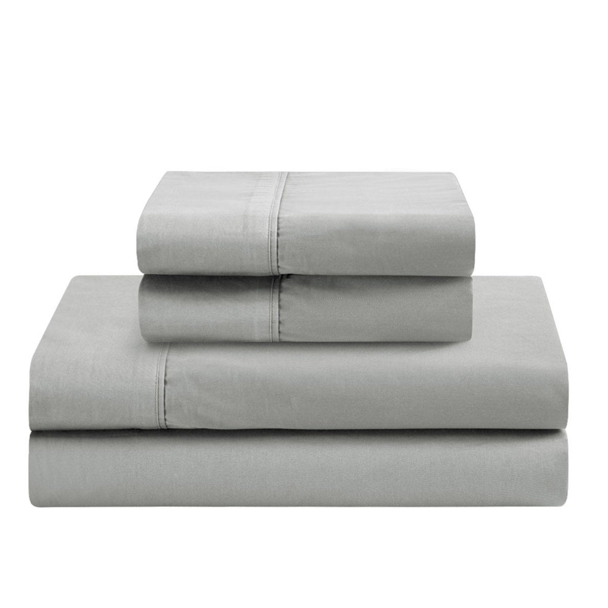 400 Thread Count Cotton Bed Sheet Set Silver - Folded