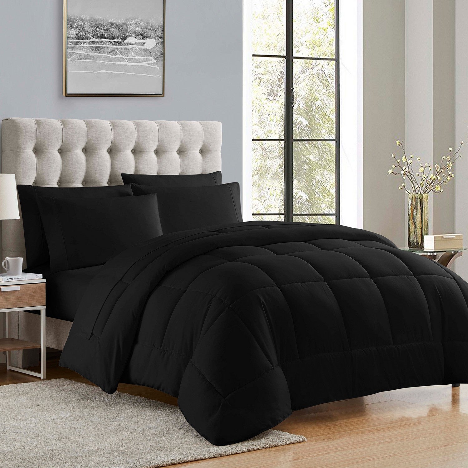 Basic 5-Piece Bed in a Bag  Set Black - Folded