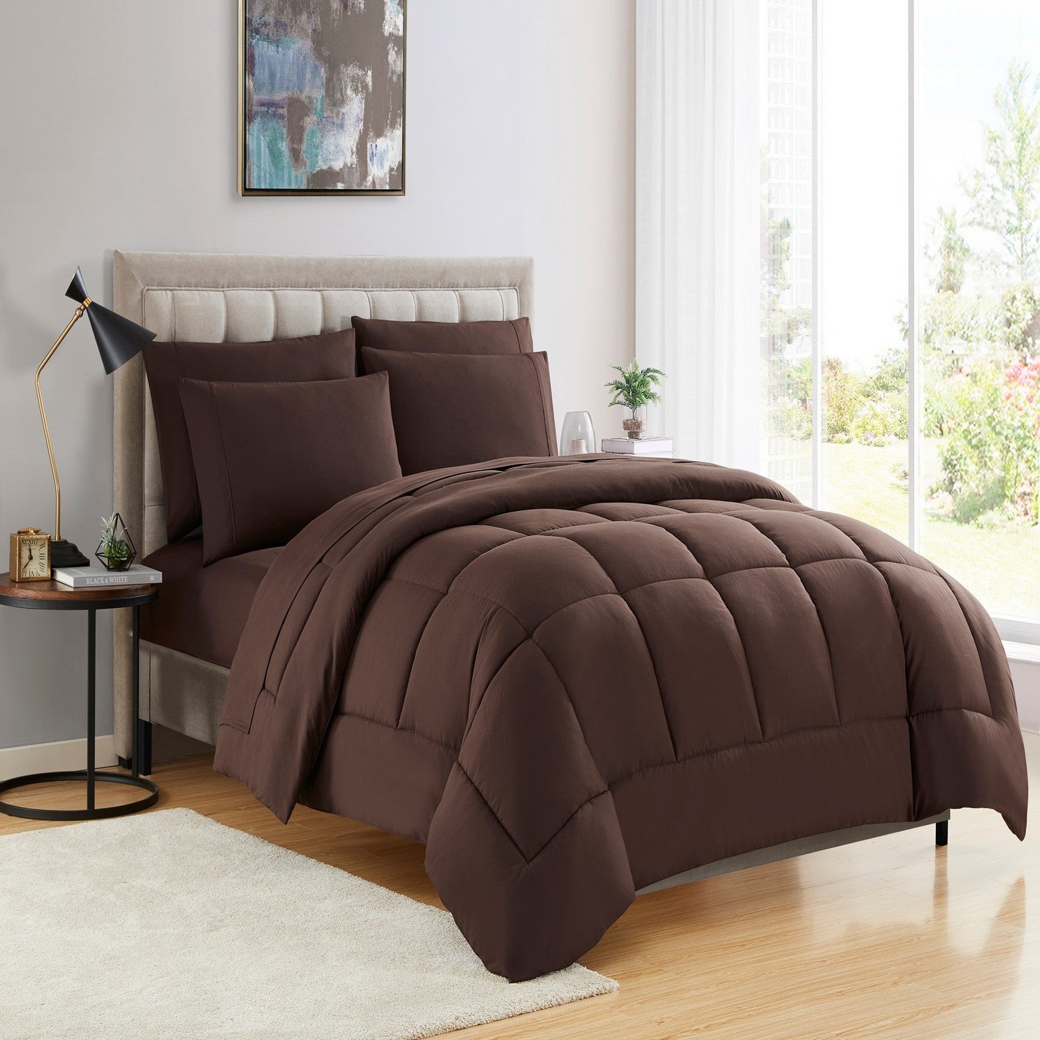Basic 5-Piece Bed in a Bag  Set Chocolate - Folded