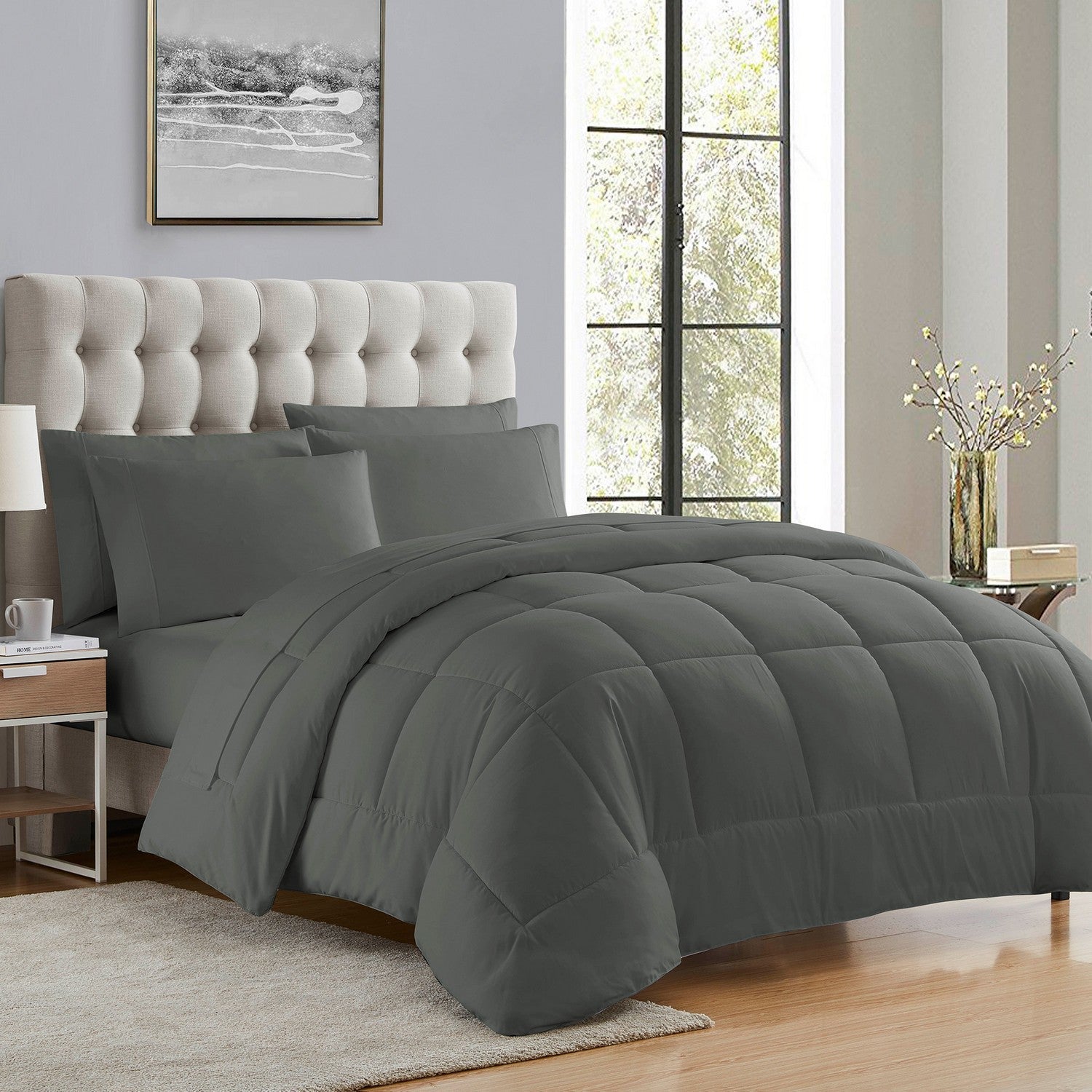 Basic 5-Piece Bed in a Bag  Set Gray - Folded